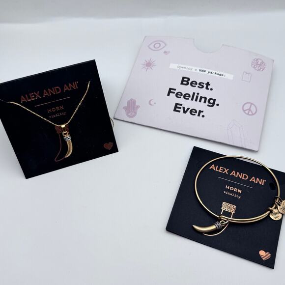 NWT Alex and Ani Horn Vitality Necklace and Bracelet - Picture 1 of 4